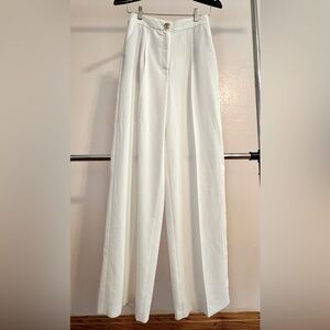New Zara Wide Leg Pleated White Pants Size S